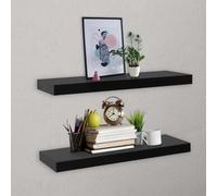 Floating Wall Shelves MDF Black 120 x 20 x 3.8 cm Set of 2 Invisible Mount Slim