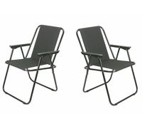 Set Of 2 Black Folding Camping / Picnic Garden Patio Chair Beach Fishing (Pair)