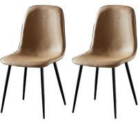 Set of 2 Black Iron Frame Dining Chairs with Cushioned Backrest 45cm Sitting Height Perfect for Leisure Makeup or Desk Use - Stylish and Comfortable