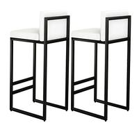 Set of 2 Black Kitchen Bar Stools High Stools for Dining Room & Study Industrial Style Adjustable Seat Height: 65/75 cm - Modern Home Furniture