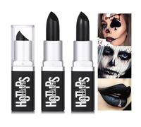 Set of 2 Black Lipstick Set, Clown Make-Up, Eye, Face, Lip, Black Stick, Long Lasting Matte and Glittering Lipstick for Halloween Party, Vampire, Gothic Make-Up, Cosplay