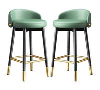 Set of 2 Black Metal Bar Stools with Backrest Eco-Leather Upholstered Kitchen Island Seating High Bar Chairs for Pub Bistro and Counter Use