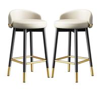 Set of 2 Black Metal Bar Stools with Backrest Stylish Faux Leather Kitchen Island Chairs High Dining Seats for Pub and Bistro Modern Bar Furniture