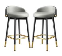 Set of 2 Black Metal Bar Stools with Backrest Upholstered Faux Leather Kitchen Island Seating High Chairs for Pub Bistro Counter Modern Design