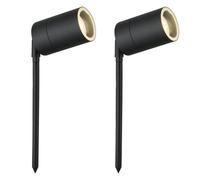 Set of 2 Black Outdoor Spike Lights IP44 Adjustable GU10 Spotlight Mains 240v Spike Light LED Compatible
