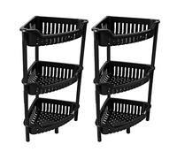 (Set of 2) - Black Strong Plastic Shower Caddy 3 Tier Floor Standing Shower Caddy Shower Corner Organiser Shower Shelf for Bathroom - Kitchen and Salon Storage Organiser 43.8cm x 21.1cm x 66.3cm