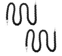 Set of 2 Black Velvet Rope Barrier with Gold & Silver Hooks 3ft6ft Adjustable Stanchion Ropes Nylon Braided Crowd Control Divider for Events