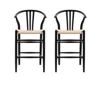 Set of 2 Black Wishbone Back Kitchen Stools - Sloan - Caspian House