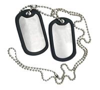 Set of 2 (Blank) Military Dog Tags - Stainless Steel Nickel Plated Army Style Dog Tags with Ball Chains & silencers，Army, Chain, Necklace