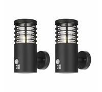 Set of 2 Bloom - Black IP44 Outdoor Motion Sensor Wall Lights
