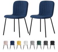 (SET OF 2, BLUE) 2/4/6Pcs Fabric Dining Chair with Metal Legs Bella