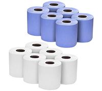 (Set of 2) - Blue and White 2 Ply Centrefeed Embossed Rolls Hand Towel Rolls Paper Towels Tissue Paper Multipurpose Kitchen Towel Recycled Paper Absorbent for Commercial & Kitchen Use (12 Rolls)