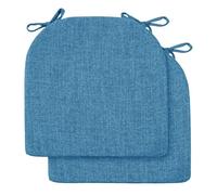 Set of 2 Blue Chair Cushions with Ties Removable & Washable Memory Foam Seat Pads 45x45cm for Indoor/Outdoor Use Comfortable & Stylish Dining Accessories