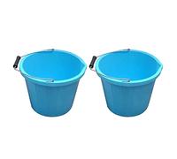 (Set of 2) - Blue Plastic Builders Bucket 3 Gallon 14 Litre Water Mixing Storage Strong with Handle and Spout Contractors Bucket Ideal for Construction Trade DIY Animal Feed Made in U.K.