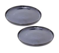 Set of 2 Blue Reactive Glaze Stoneware Plates | Blue Ceramic Side Plates | Microwave & Dishwasher Safe Dinnerware - 21cm