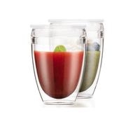 Set of 2 BODUM Pavina To Go Cups - Double Wall Plastic - Airtight Lid - 30 cl - Transparent