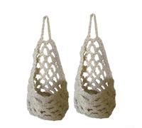 Set Of 2 Boho Macrame Wall Plant Hangers For 4 Inch Pots, Cotton Cord Hanging Basket Holders, Stylish Indoor Outdoor Decor For Home Patio Balcony Garden