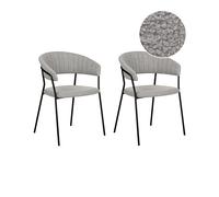 Set of 2 Boucle Dining Chairs Grey MARIPOSA