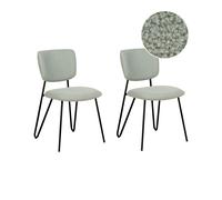 Set of 2 Dining Chairs NELKO Boucle Light Green