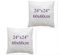 Set of 2- Bounce Back Virgin Hollow Fiber Cushion Pads Fillers Inners Inserts pillow square pads- Non allergenic- Washable- Available in 14"16"18"20"22"24"26"28"30" (24x24"(60x60cm))