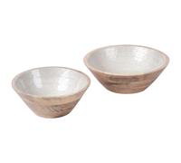 Beliani Set of 2 Bowls ARISH Mango Wood Brown/ White, Brown