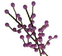 Set of 2 Branch with Berries in Dark Purple Felt with Flexible Stem, Approx. 30 cm, Handmade Decorative Flowers for Individual Creations, Sustainable Gift, Fair Trade, Realistic Artificial Flowers
