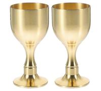 Set of 2 Brass Decorative Wine Cups, Brass Worship Cups, Decorative Cups, Buddhist Offering Cups, Exquisite Cups, Wine Cups, Temple Cups