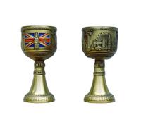 Set of 2 Brass Shot Glasses with London Landmarks and Union Jack Design - UK England London Souvenir