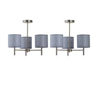 Set of 2 Brea - Antique Brass Light Fittings with Grey Cut Out Shades First Choice Lighting Gold One Size