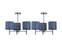 Set of 2 Brea - Antique Brass Light Fittings with Navy Cut Out Shades First Choice Lighting Gold One Size