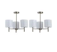 Set of 2 Brea - Antique Brass Light Fittings with White Cut Out Shades First Choice Lighting Gold One Size