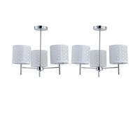 Set of 2 Brea - Chrome 3 Light Fittings with White Cut Out Shades First Choice Lighting Silver One Size