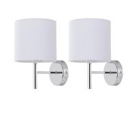 Set of 2 Brea - Chrome Wall Lights with White Pleated Shade