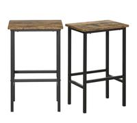 Set of 2 Breakfast Bar Stools Kitchen Chairs with Footrest Rustic Brown Steel