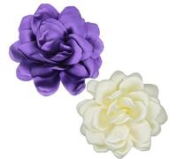 Set of 2 broche de fleurs de roses, large broche de mousseline, broches floral élégantes pour les cheveux, les marriages, les fêtes et les bals (white laiteux, purple)