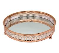 SET OF 2 BRONZE MIRROR BASE CANDLE PLATE INDOOR DECORATION ANTIQUE GIFT 20CM NEW