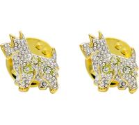 Set of 2 Brooch Lapel Pins With Rhinestones, Aluminum, no gemstone