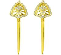 Set of 2 Brooch Lapel Pins With Rhinestones, Aluminum, no gemstone