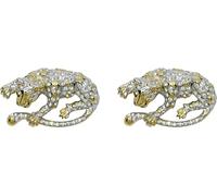 Set of 2 Brooch Lapel Pins With Rhinestones, Aluminum, no gemstone