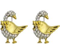 Set of 2 Brooch Lapel Pins With Rhinestones, Aluminum, no gemstone