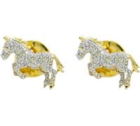 Set of 2 Brooch Lapel Pins With Rhinestones, Aluminum, no gemstone