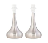 Set of 2 Brushed Chrome Touch Operated Table Lamp or Bedside Light Bases, Modern Design, Height 23cm, Base Only, LED Compatible