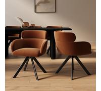 Set of 2 Burnt Orange Curved Swivel Dining Chairs - Isla