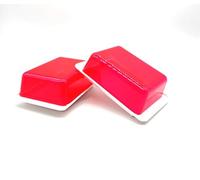 Set of 2 Butter Dish Fridge Butter Dish with Lid Reusable Tableware Plastic Base White Lid Red Crystal Clear