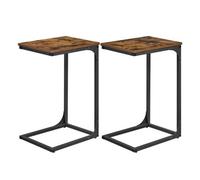 Set Of 2 C-Shaped Side Table, Bedside Table,rustic Brown And Black