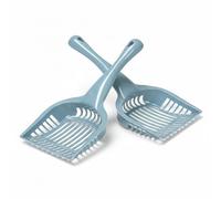 Set of 2 - Cadet Grey Cat Litter Scooper | Durable Plastic Pet Waste Scoops for Fast Hygienic Cleaning | Easy-Grip Handles, Wide Sifting Slots, Lightweight & Washable