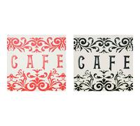 Set Of 2 "CAFE" Canvas Print, Assorted Colours, Red & Black