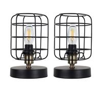 Set of 2 Cage - Black and Antique Brass Industrial Style Table Lamps First Choice Lighting Black One Size