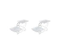 Set of 2 Cake Stands - 2-Tier Dessert Display for Afternoon Tea Pastries Cupcakes and Treats - Elegant Square Design for Parties and Events