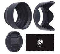 Set of 2 Camera Lens Hoods and 1 Lens Cap - Rubber (Collapsible) + Tulip Flower - Sun Shade/Shield - Reduces Lens Flare and Glare - Blocks Excess Sunlight for Enhanced Photography and Video Footage